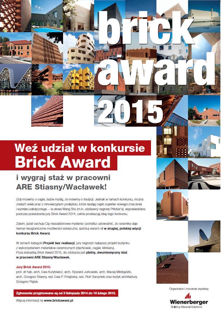 Weź udział w konkursie Brick Award i wygraj staż w pracowni ARE Stiasny/Wacławek!