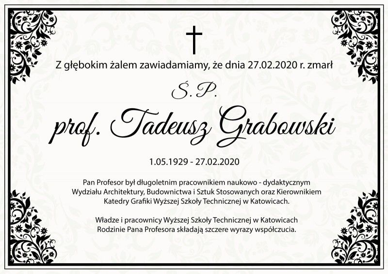 Zmarł Profesor Tadeusz Grabowski